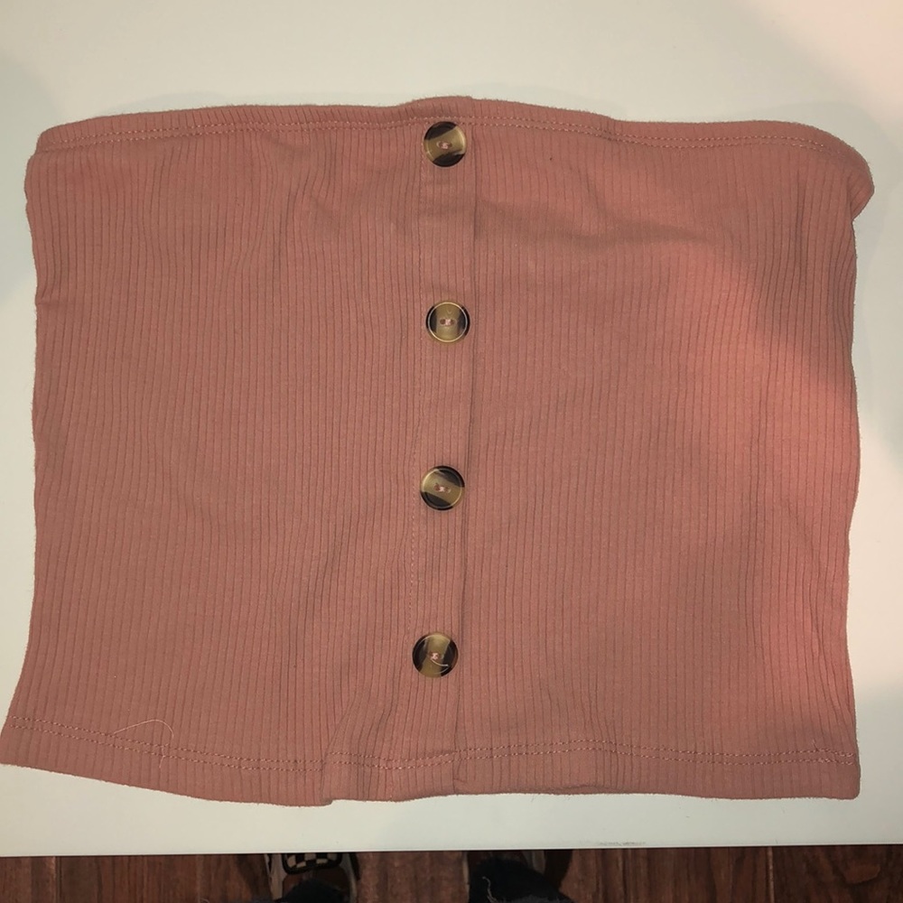 Peachy Pink Button Crop Top